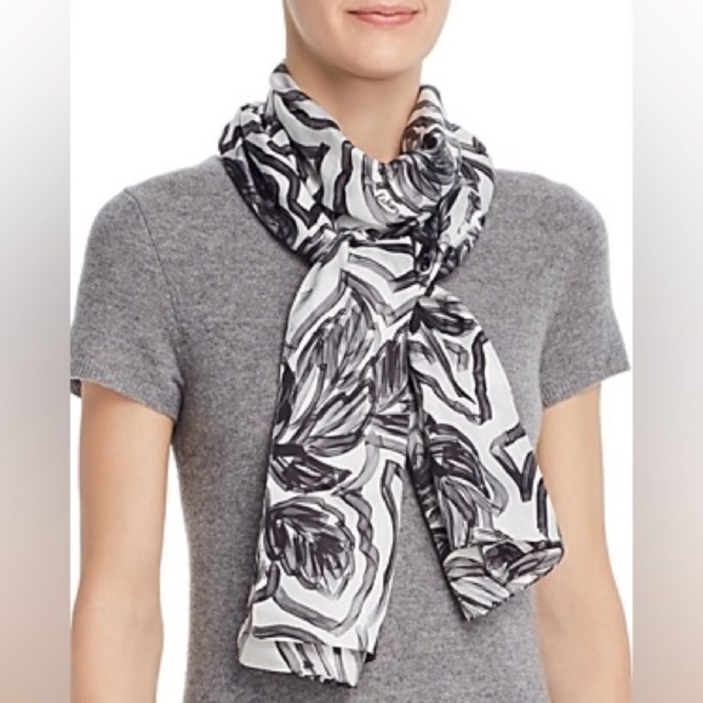 Echo Sketch Floral Silk Scarf NEW